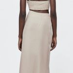 ZARA  CUT OUT V-neck Dress w/ Thin Straps Side Slits at Hem Beige SIZE S NEW Photo 6