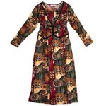 Vintage Southwestern Print Maxi Vest Dress Size Large EUC, Earthy Southwestern Red Photo 8