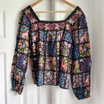 Printfresh Opening Day Patchwork Long Sleeve Blouse Black Photo 6