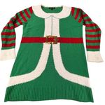 Elf Ugly Christmas Sweater Dress XL United Odds Makers Green Red White Elf Theme Photo 0