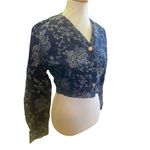 Avon Fashions Vintage 80’s/90’s Blue with Silver Floral Design Cropped Bolero St Blue Photo 3