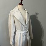 ZARA New Ivory Belted Linen Blend Lapel Collar Christmas Holiday Trench Sz M Photo 13
