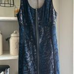 Material Girl snakeskin patterned zipper front blue and purple and black dress Photo 9