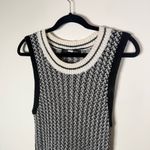 English Factory Black White Chunky Knit Sleeveless Fringe Hem Dress Photo 2