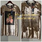 True Religion NWT  M black gold sequin dress wipe up and down sequin design Photo 1