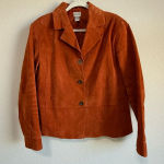 Chico's Chico’s Women’s Jacket Collared Orange Leather Suede Button Pockets Lined Size L Photo 0