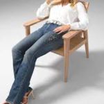 White House | Black Market WHBM HR Embellished Skinny Flare Jeans Medium wash sz 2s Photo 5