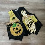 Vintage Fashion Fantasy Vest Black Sequined Halloween Vest Orange Size L Photo 5