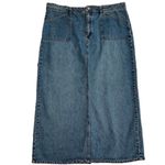 Old Navy  Blue Jeans Vintage Y2K Denim A-Line Long Skirt Size 16 Rear Slit Photo 1