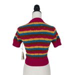 Mother The Mock 10 Laser Beam Striped Short Sleeve Sweater Pink Size XS Photo 10