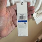 Calvin Klein  Sheer Striped Cropped White Cardigan Top Photo 4