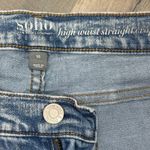 Soho  Pearl Embellished Pockets Stone Washed High Waist Crop Jeans Blue 10 Photo 6