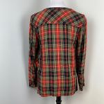 J. Jill Tartan Plaid Button Front Long Sleeve Blouse Small Petite SP Festive Red Photo 4