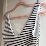 Lulus Striped Ribbed Scoop Bodysuit in Black & Cream size Small Photo 2