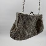 La Regale Vintage  Silver Beaded Clutch Bag Evening Satin Small Photo 14