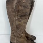 Frye Leather Riding Boots Grey Brown Leather Knee Photo 2