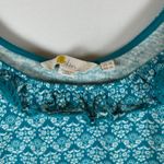 Boden UK 18 US 14 Teal Floral‎ Print Ruffle Neck Sleeveless Tank Top Blue Photo 2