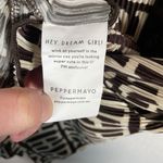 Peppermayo NWOT Change of Pace Logo Mania Blouse in Brown/White Size 2 Photo 11