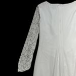 Marina White Boat Neck Embellished Long Sleeve Gown US 10 Photo 9
