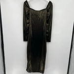 NSR Long‎ Sleeve Metallic Midi Dress in Black Gold Bronze Cut Out Size Medium Photo 5