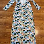 Cara Cara Aria Geo Print Crepe Midi Dress In Geo Moss In White size XS Blue Photo 11