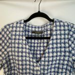 Melonie Women's Blue White Gingham Tweed Button Country Club Preppy Mini Dress 6 Photo 6