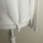 Madewell Ribbed Long Sleeve Knot-Front Top In Ivory Size Small Photo 4