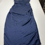 House of Harlow 1960 Midnight Strapless Ruched Bodycon Midi Dress‎ Medium *FLAW Blue Photo 0