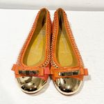 Jeffrey Campbell  Peach Leather Gold Cap Toe Braided Trim Ballet Flat Photo 1