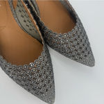 J. Renee Pranil Size 7 M Pewter Silver Rhinestone Slingback Pumps Block Heel Photo 9