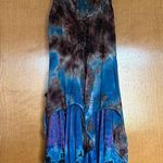 Y2K Lapogee Tie Dye Applique Smocked Flowy Asymmetric Midi Tank Dress One Size Blue Size undefined Photo 0
