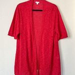 J. Jill Linen Blend Short Sleeve Open Front Lightweight Cardigan Red Size Large Photo 2