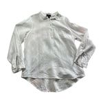 Jones New York Jones & Co White Linen Popover Shirt with Tab Sleeves Photo 0