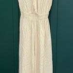 Tiare Hawaii  Cream Jumpsuit Romper Cross Front Eyelet Hem Wide Leg Photo 0