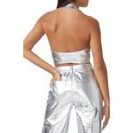 AFRM Harlan Vest in Metallic Silver Medium New Womens Vegan Faux Leather Photo 10