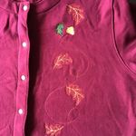 Classic Elements Autumn Leaf Burgundy Sweater Embroidered Grandmacore Fall Style Photo 2