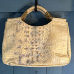 Plinio Visona  Cream Genuine Leather Handbag Purse Alligator Made Italy Photo 0