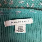 American Eagle Green Floral Print Crewneck Short Sleeve Ribbed Knit Crop Top M Photo 3
