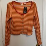 Levi's Britt Long Sleeve Snap Front Top Orange Red Cotton Blend Size Medium Photo 0