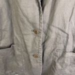 Eileen Fisher  Organic Linen Blazer Olive Green Button Front Jacket Women M Photo 6