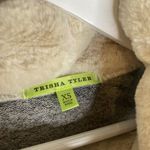 Trisha Tyler Faux Fur Tunic Top Cowl Neck Boho Geometric Pattern Size XS Blue Photo 5