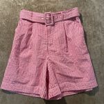 A New Day  Short Womens Sz Small High Rise Striped Hot Pink Belted Preppy Barbie Photo 0