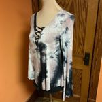 Ariella Tie dye hippie chic sexy layered bell sleeve top Photo 4