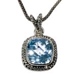 SAMUEL B Cushion Cut Blue Topaz & Popcorn Necklace Photo 9