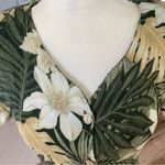 Vintage Soft Works Tropical Floral Green Button Down Midi Dress Size 6 Photo 2
