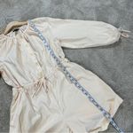 J.Crew Women’s Cotton Poplin Tie-Sleeve Button Front Romper in Palest Peach M Photo 11