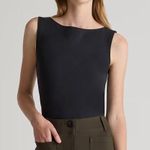 Quince NWT Black Stretch Cotton Jersey Boat Neck Tank Size XL Photo 0