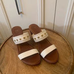 Italian Shoemakers Italian Shoemaker White Double‎ Strap Wedges 10M Photo 1