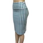 LuLaRoe  Blue White Gingham Plaid Cassie Stretch Midi Pencil Skirt Womens Medium Photo 3