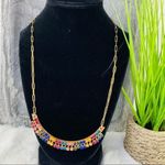 Anna & Ava Multicolor Crystal Fashion Curved Bar Necklace Gold NWT Photo 1